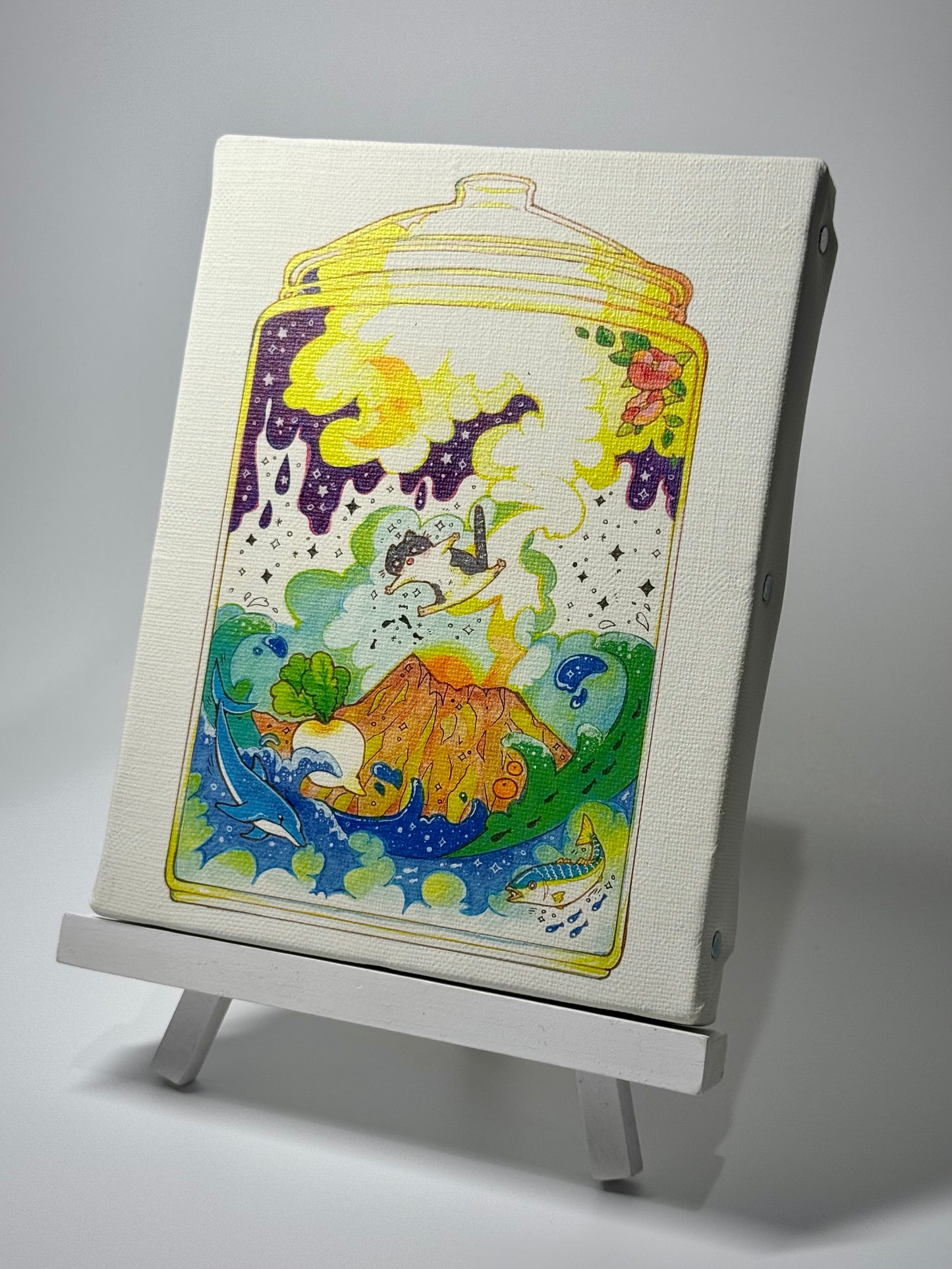 キャンバスアート -瓶の中の小さな桜島-〈F0〉