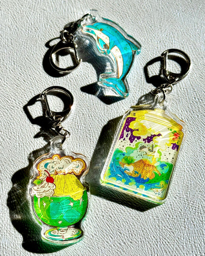 アクリルキーホルダー -瓶の中の小さな桜島-