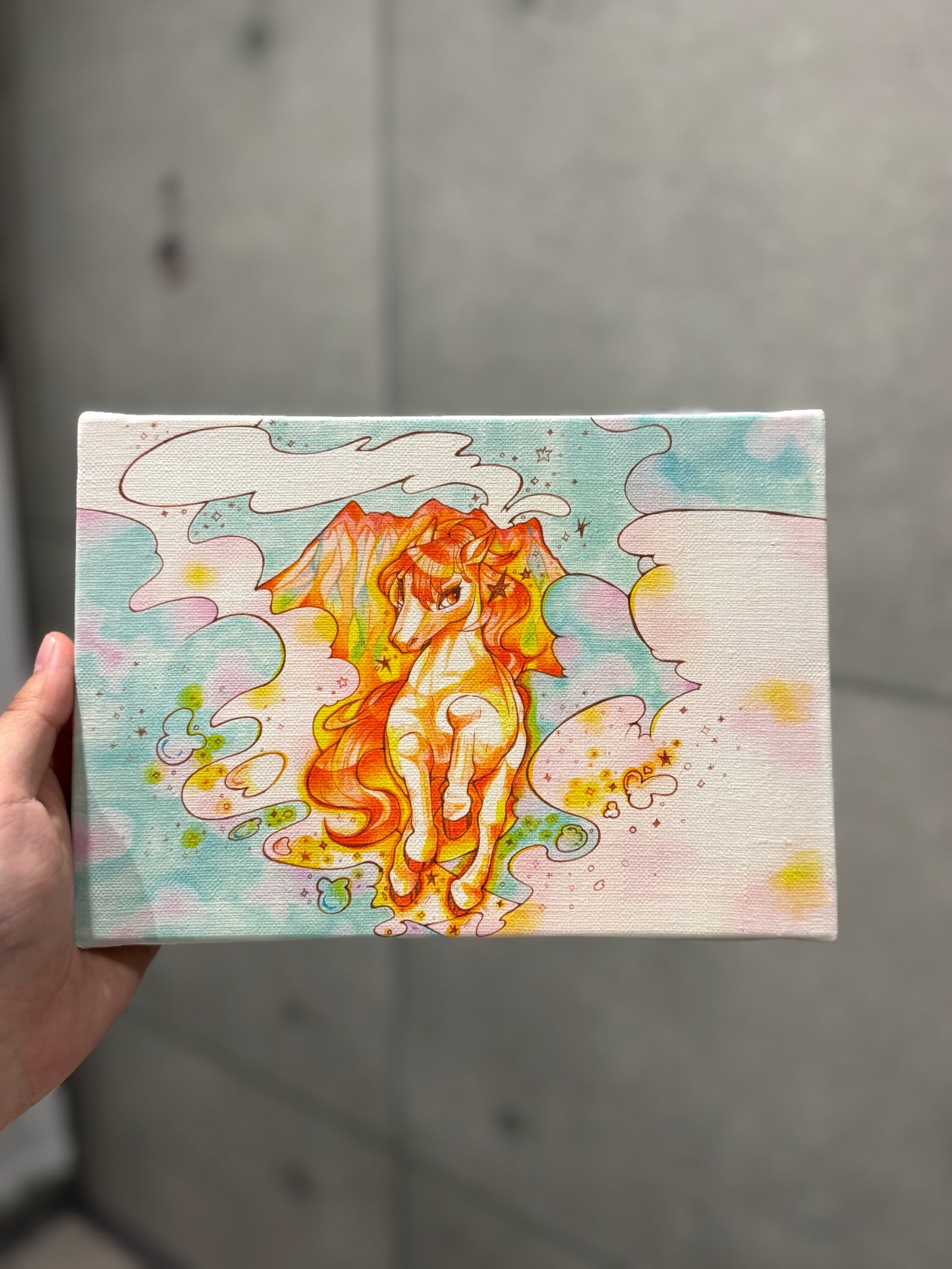 キャンバスアート -桜島と馬-