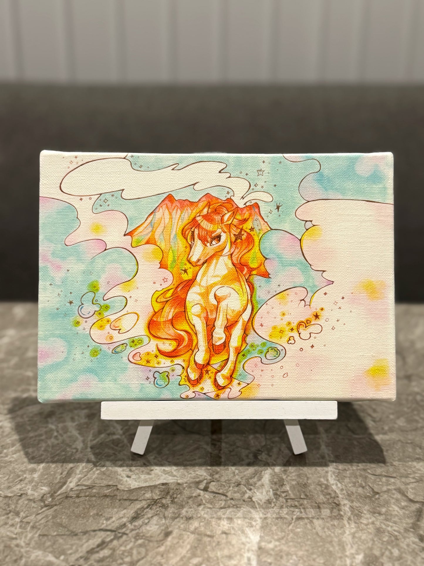 キャンバスアート -桜島と馬-