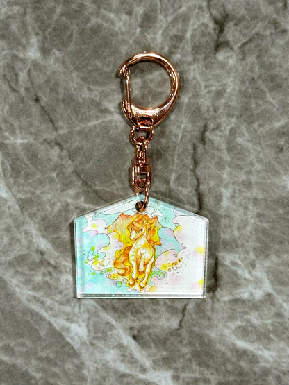 絵馬風キーホルダー -桜島と馬-