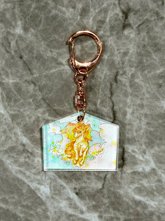 絵馬風キーホルダー -桜島と馬-