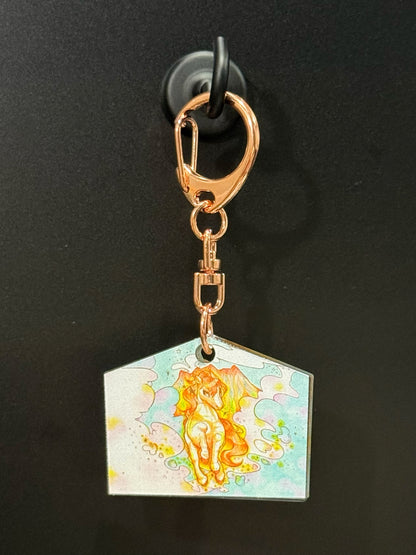 絵馬風キーホルダー -桜島と馬-