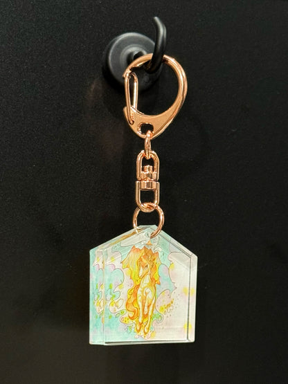 絵馬風キーホルダー -桜島と馬-