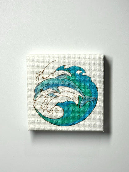 マグネット付きミニキャンバス -錦江湾に住むイルカ-